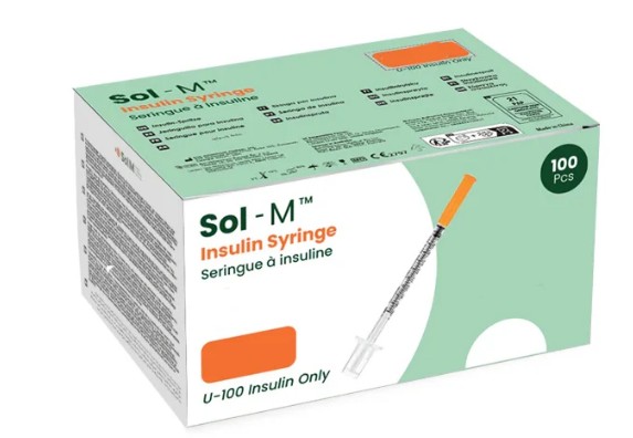 Insulinspritze mit Nadel Verpackung